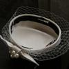 Französische Elegante Britische Vintage Netz-Barett Woll-Zylinderhut Hochzeitskleid Bankett Weiße Brautkopfbedeckung