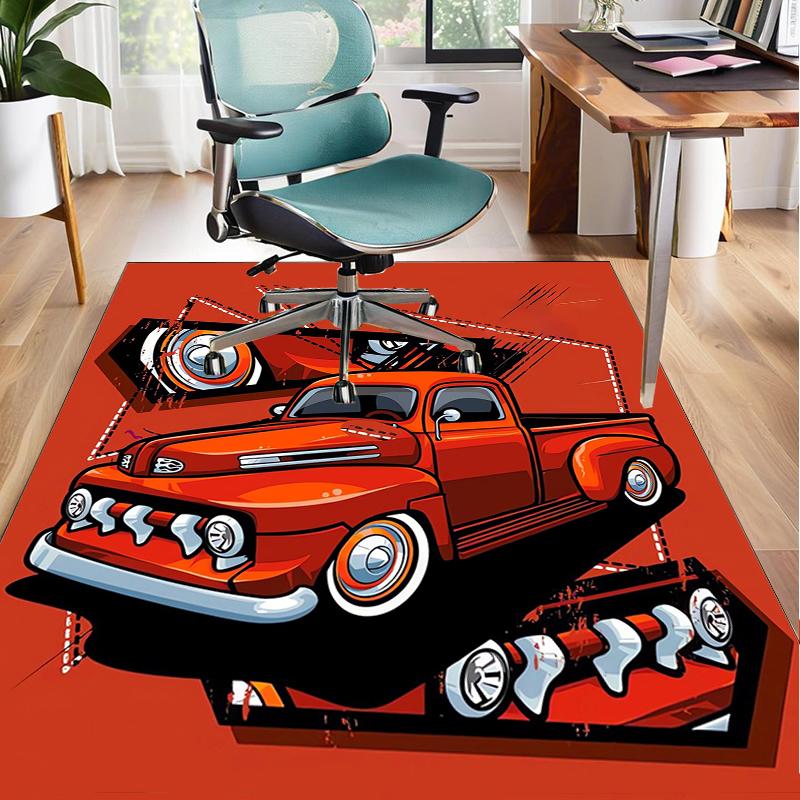 Nighttime Truck Drive Office Rug Chair Mat, Game Carpet, Suitable for Front Door, Bedroom, Living Room, Desk, Holiday Gift