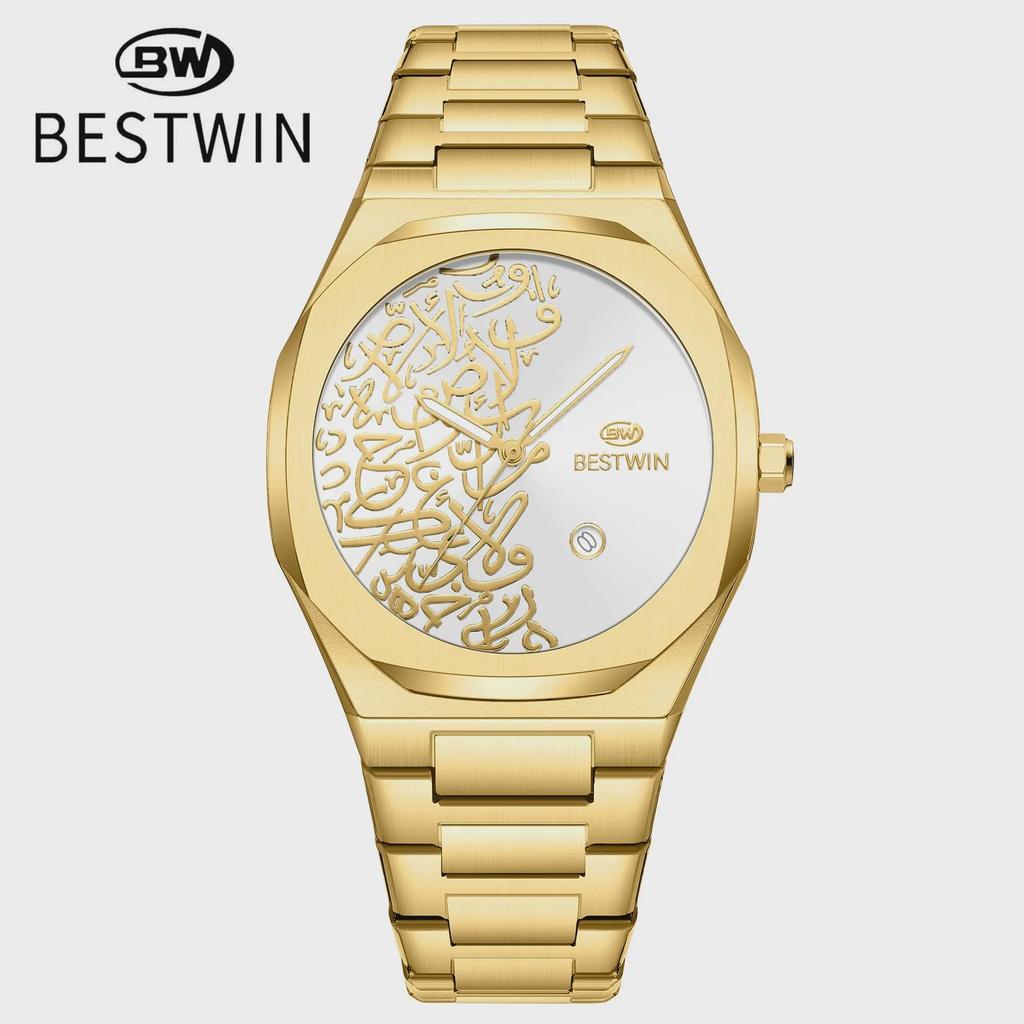 Herren Golduhren Top Marke Luxus Edelstahl Uhrenarmband Hohe Qualität Herrenuhr Kreatives Design Datum Armbanduhr