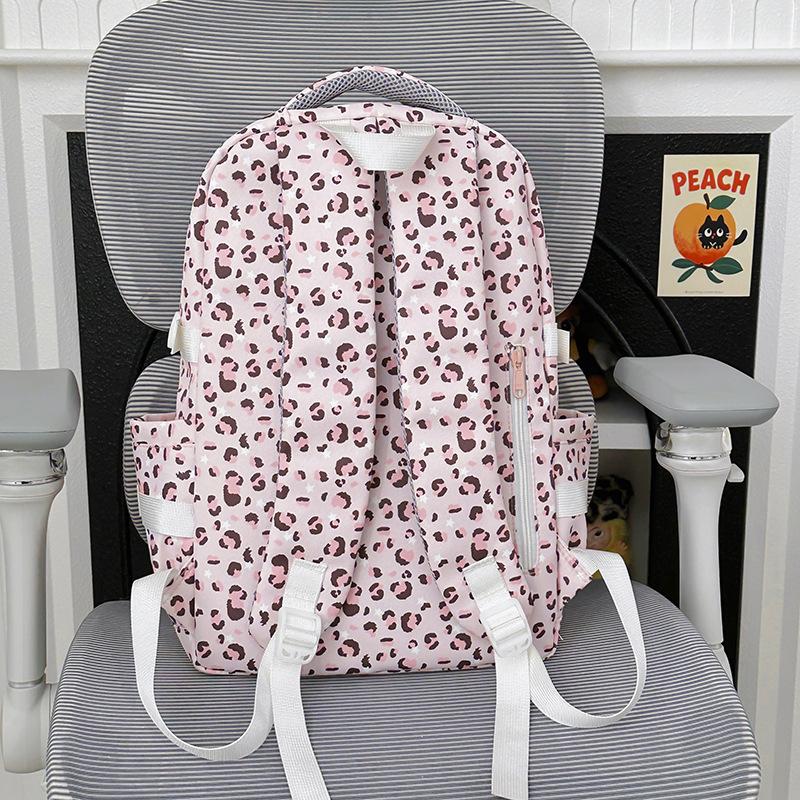 Schultasche Damen College-Stil Rucksack mit großem Fassungsvermögen 1011 neu Mittelschule Oberschule Einfach vielseitig Leopardenmuster Niedlicher Rucksack