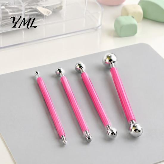 Clay Modeling Tools 4Pcs Polymer Shaping Tool Set, Sculpting Stick with Stainless Art Craft Supplies Steel Ball, 4 Size DIY Fondant Pottery Decorating
