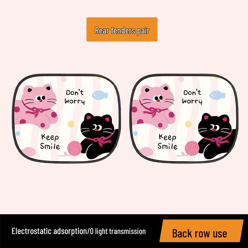 Cartoon Cat Car Sunshade: Sun Protection & Heat Insulation Electrostatic Window Visor