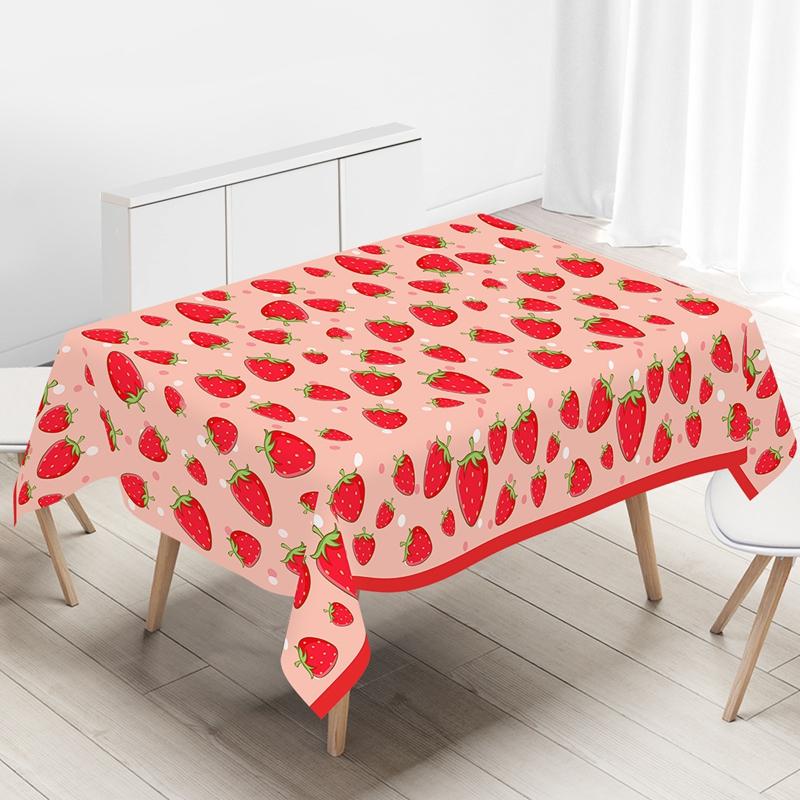 Strawberry Party Disposable Tablecloth Happy 1st Birthday Party Decoration Kids Girl Baby Shower Strawberry Wedding Supplies