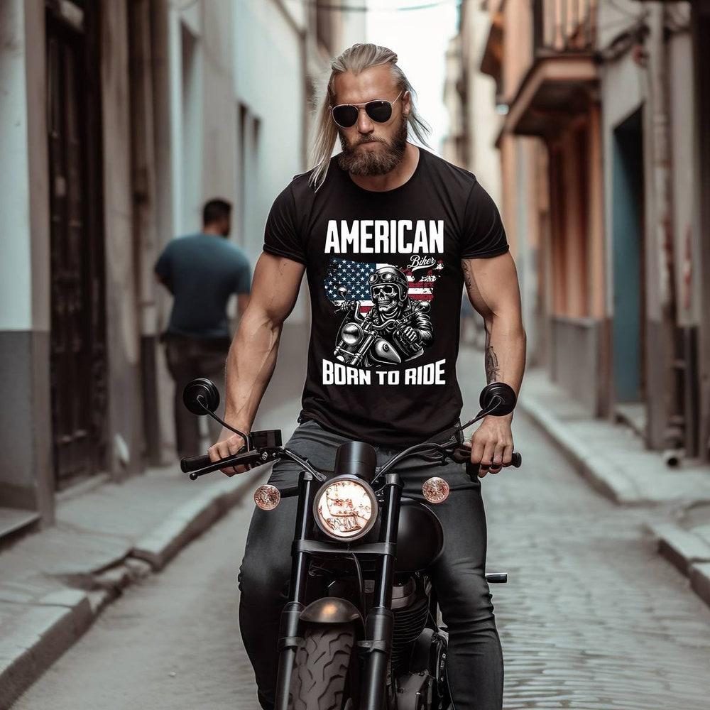 American Biker Born to Ride Shirt, biker shirts, t shirt, mens gift, womens gift, unisex tee, men tshirt, personalized tshirt L