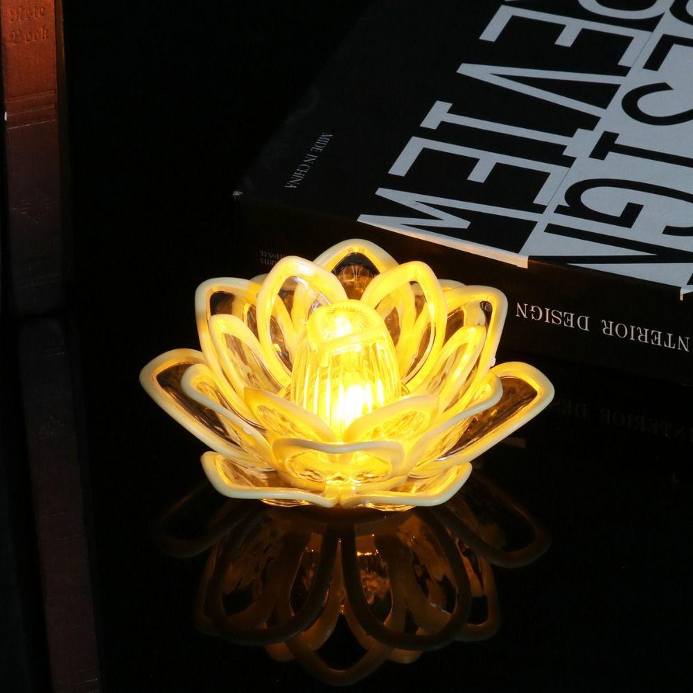 Soft Light Source LED Lotus Lamp Flicker Effect Lotus Design Light  Tabletop Display