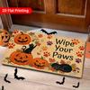 1pc Pack Adorable Cat & Pumpkin "Wipe Your Paws" Rug Suitable for Home & Outdoor, Non-Slip Machine Washable Easy-Clean Polyester Mat with Paw Print Fo
