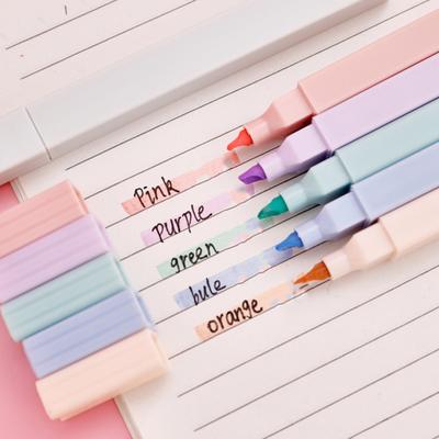 6Pcs Pastel Highlighter Pen Set for Students Large Capacity Eye-Care Markers for Journaling Notes Quick-Dry Dual-Tip Highlighters Cute School Supplies