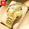 OLEVS 3650 Classic Luxury Golden Men's Watch Auto Date Stainless Steel Waterproof Luminous Original Quartz Wristwatch for Man