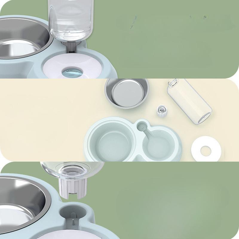 Dual Automatic Pet Feeder Bowl For Dogs And Cats Non Spill Plastic Water And Food Dispenser With Stand KTY
