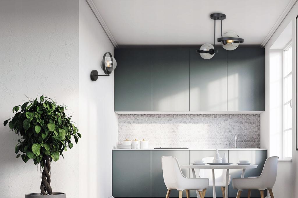 MODERN GLASS WALL LAMP GRAPHITE RING