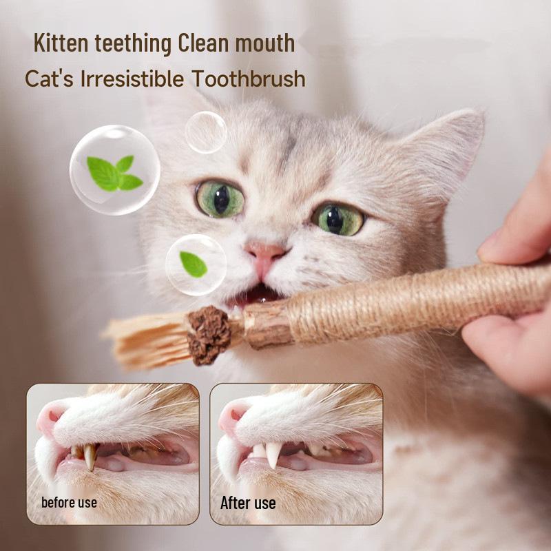 Natural Wood Catnip Toy with Gall Nut and Raffia Sisal for Teeth Cleaning and Teasing