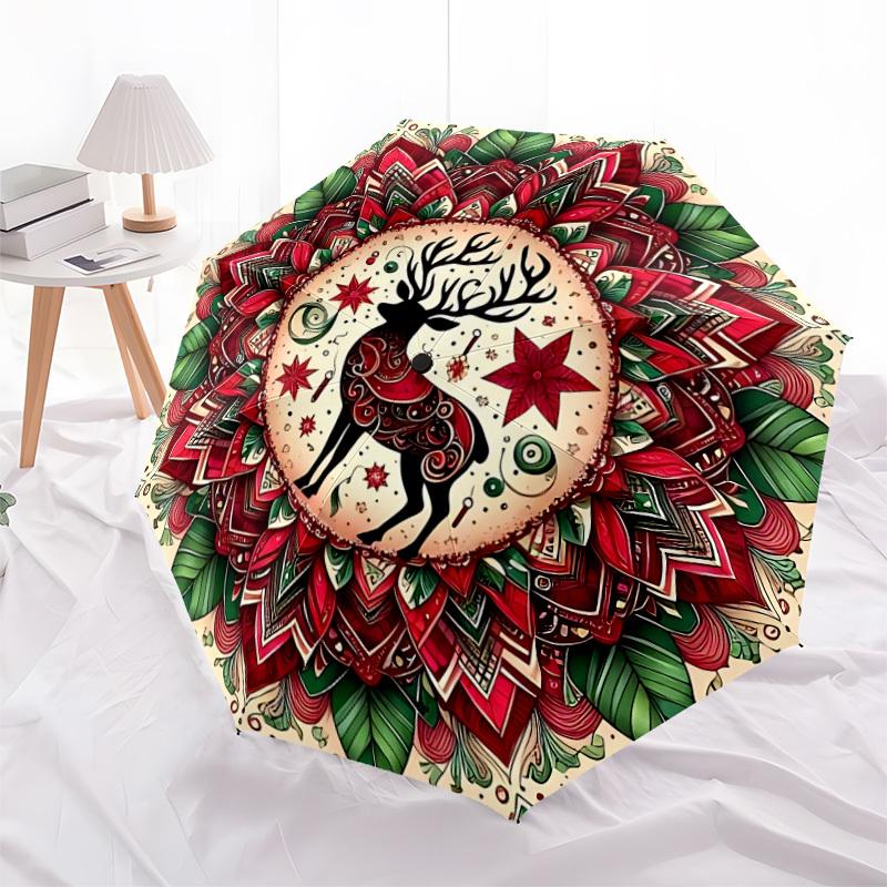 1pc Mandala Deer Artwork Automatic Open/Close Umbrella, Lightweight for Women/Men, Perfect Gift - for Everyday or Holiday Eventsyy251127057