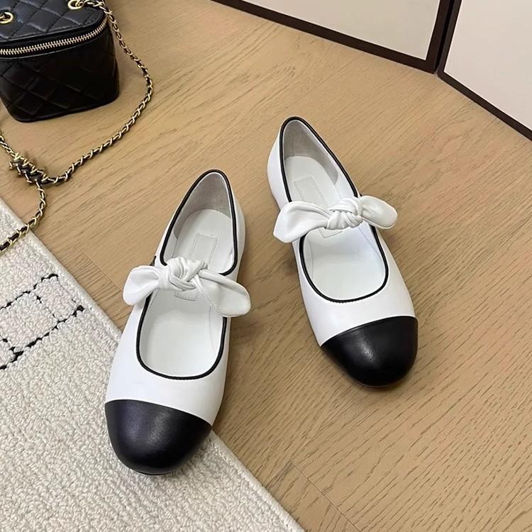 

2025 новые французские ретро туфли Мэри Джейн с бантом в стиле маленького аромата, женские милые туфли на плоской подошве с круглым носком и светлым вырезом, в цветовой гамме 40
