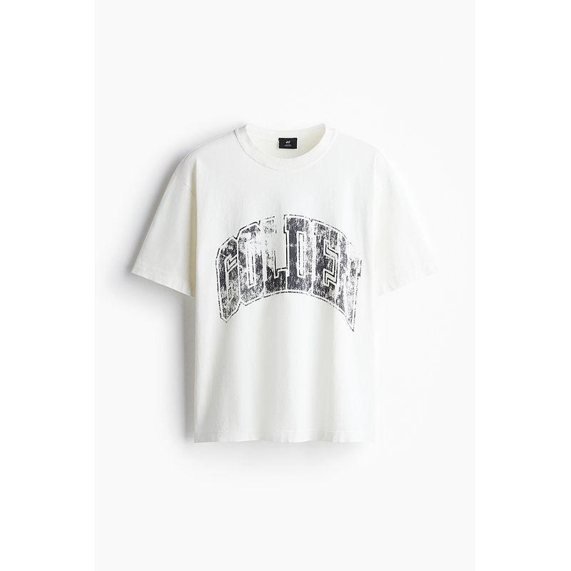 

HM Men s and Women s T-shirt 2025 Summer New Arrival Heavy Weight Trendy Loose Couple Outfit Print Short Sleeve 1262292