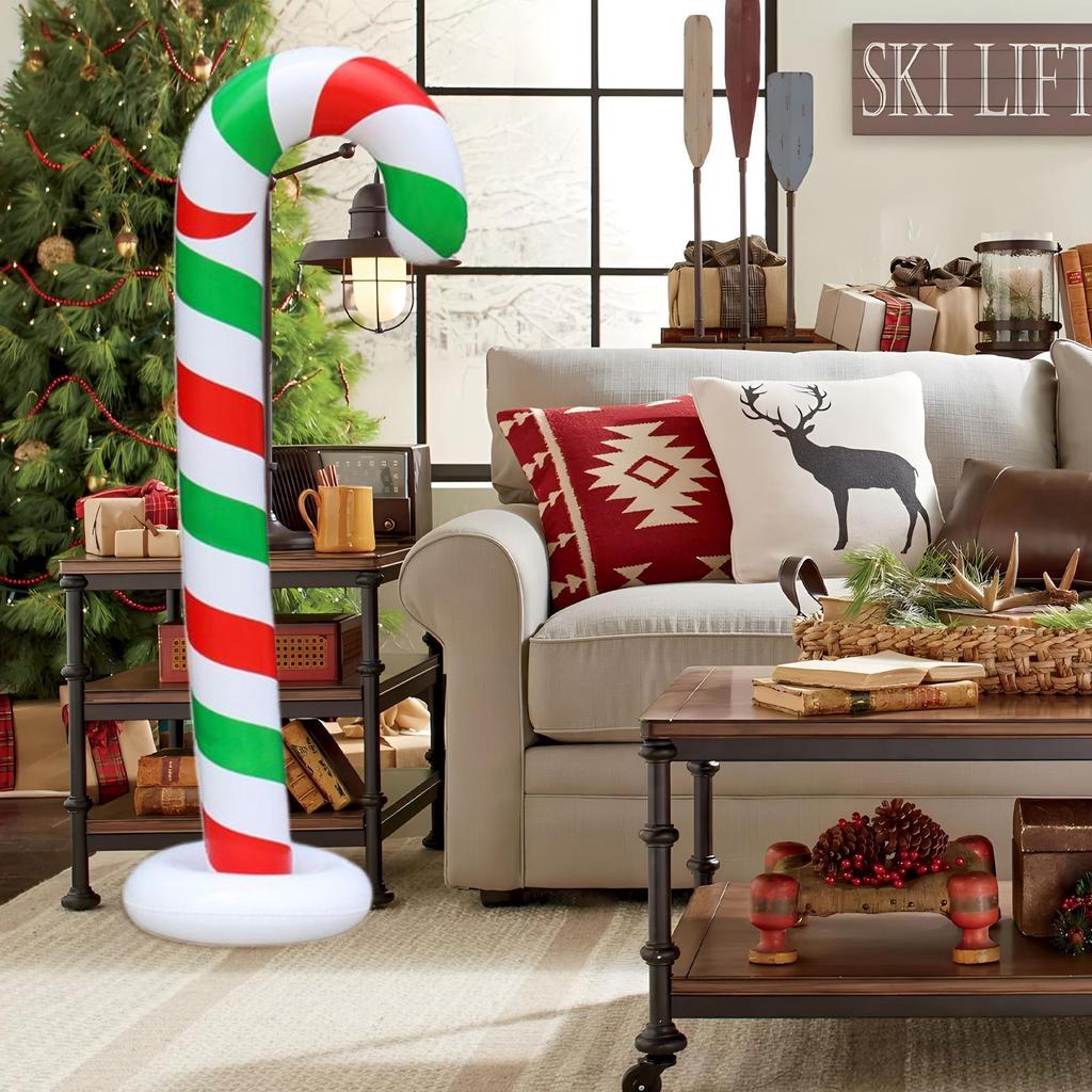 Giant Christmas Balls 57inch Blow Up Props Oversized Candy Canes Balloons Inflatable For Home Lawn Holiday Indoor Party Favors