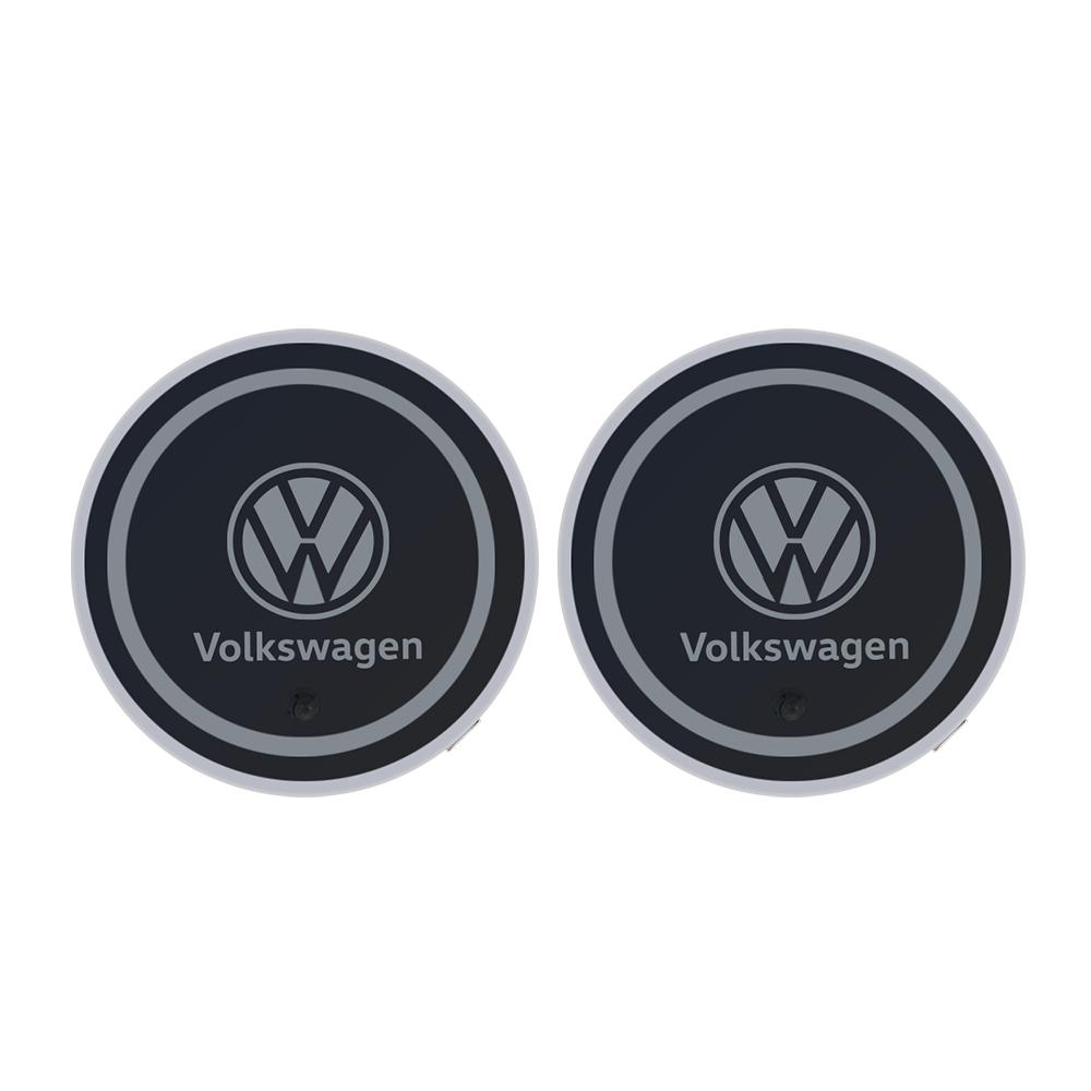 For Jetta Golf Beetle CC EOS GTI R32 MK4 B6 golf 4 VW 7 Color LED Car Cup Holder Light Luminous Coaster Water Cup Pad Valve CapKD3