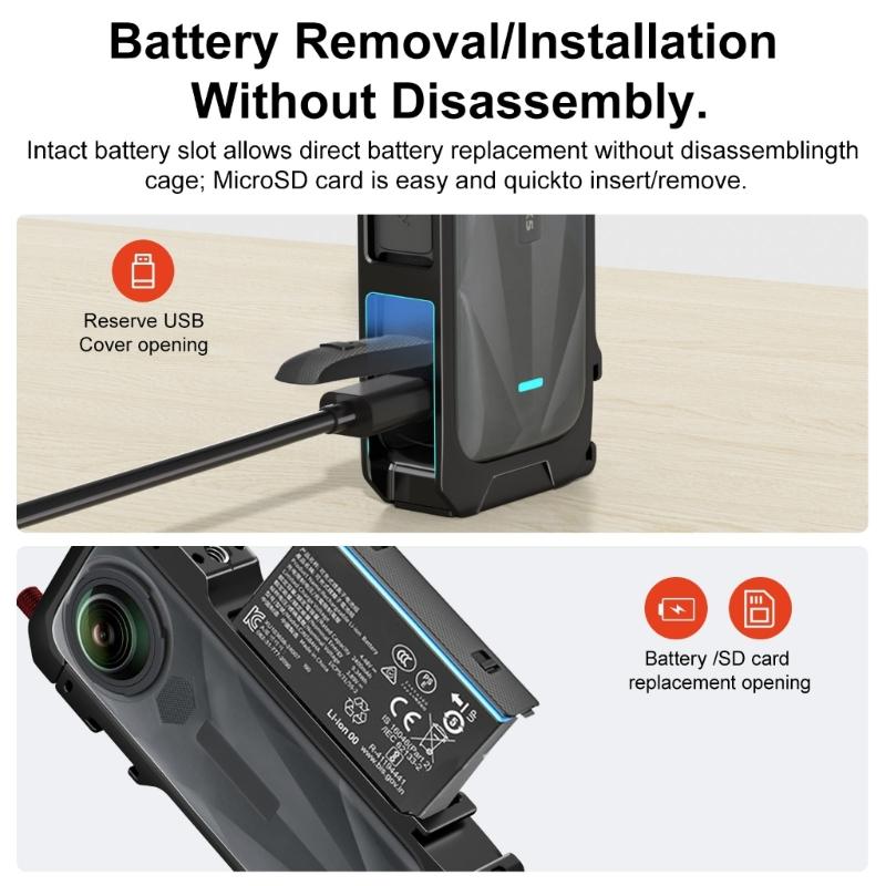 Lightweight Shockproof Frame For X5 Cameras Cage Bracket Featuring Double 1/4 Screw Holes Cold Shoe Mounts Slot