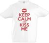Keep Calm And Kiss Me Kinder Jungen T-Shirt Rote Lippen Liebe Küss mich Liebe