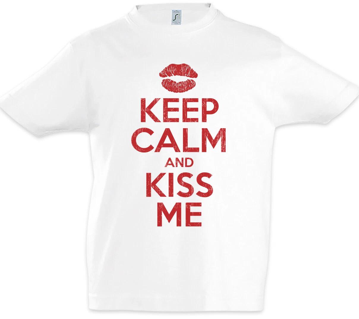 

Keep Calm And Kiss Me Kids Boys T-Shirt Red Lips Love Kiss Me Love- 130