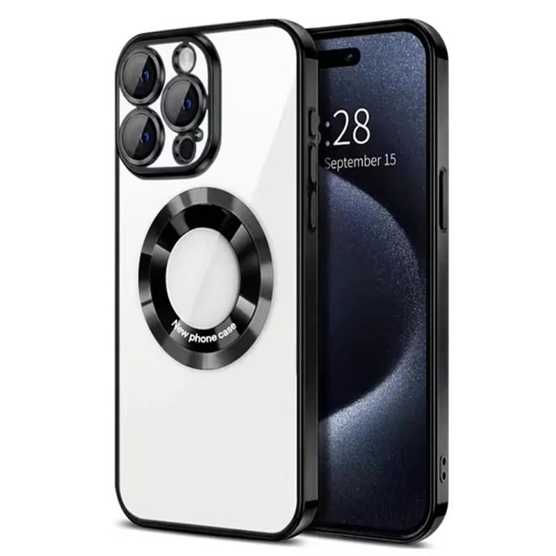 

Luxury Plating Magnet Cover For Magsafe Case Iphone 16 15 14 Plus 17 Air 11 12 13 11 Pro Max Apple Logo Magnifier Camera Protect iPhone 11 чёрный