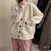 The New Loose, Laid-back and Soft Sweater Coat for Autumn and Winter Is A Gentle and Soft Style for Women. It Is A Solid V-neck Knitted Cardigan