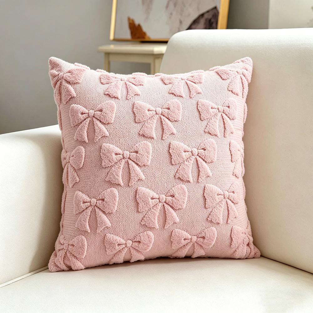 Housse de coussin rose mignonne 45x45cm/40x40cm Housse de coussin jeté girly douce Style Insta Housse de coussin décorative pour canapé chambre 40x40cm