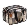 Bolsa de maquillaje transparente simple de doble capa impermeable resistente al desgaste separación seco húmedo bolsa de maquillaje bolsa de almacenamiento para lavado en el baño