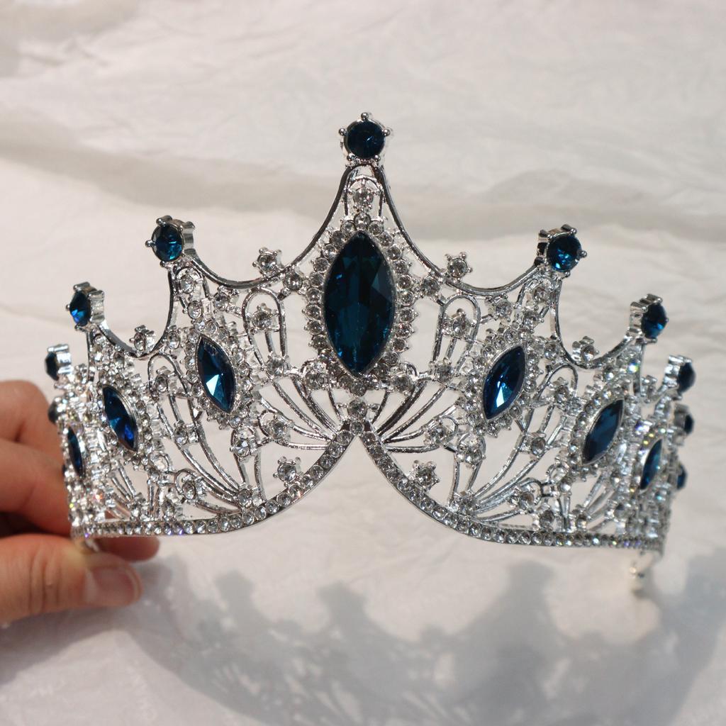 European and American Retro Baroque Crown Large Horse Eye Water Diamond Crown Headband  Wedding Updo  Alloy Accessories