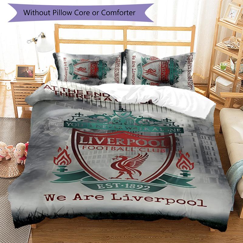3pcs L-Liverpool (4) Design Cover Set - HD Printed Bedding with 1 Cover and 2 Pillowcases - Perfect for Home and Dorm Decor