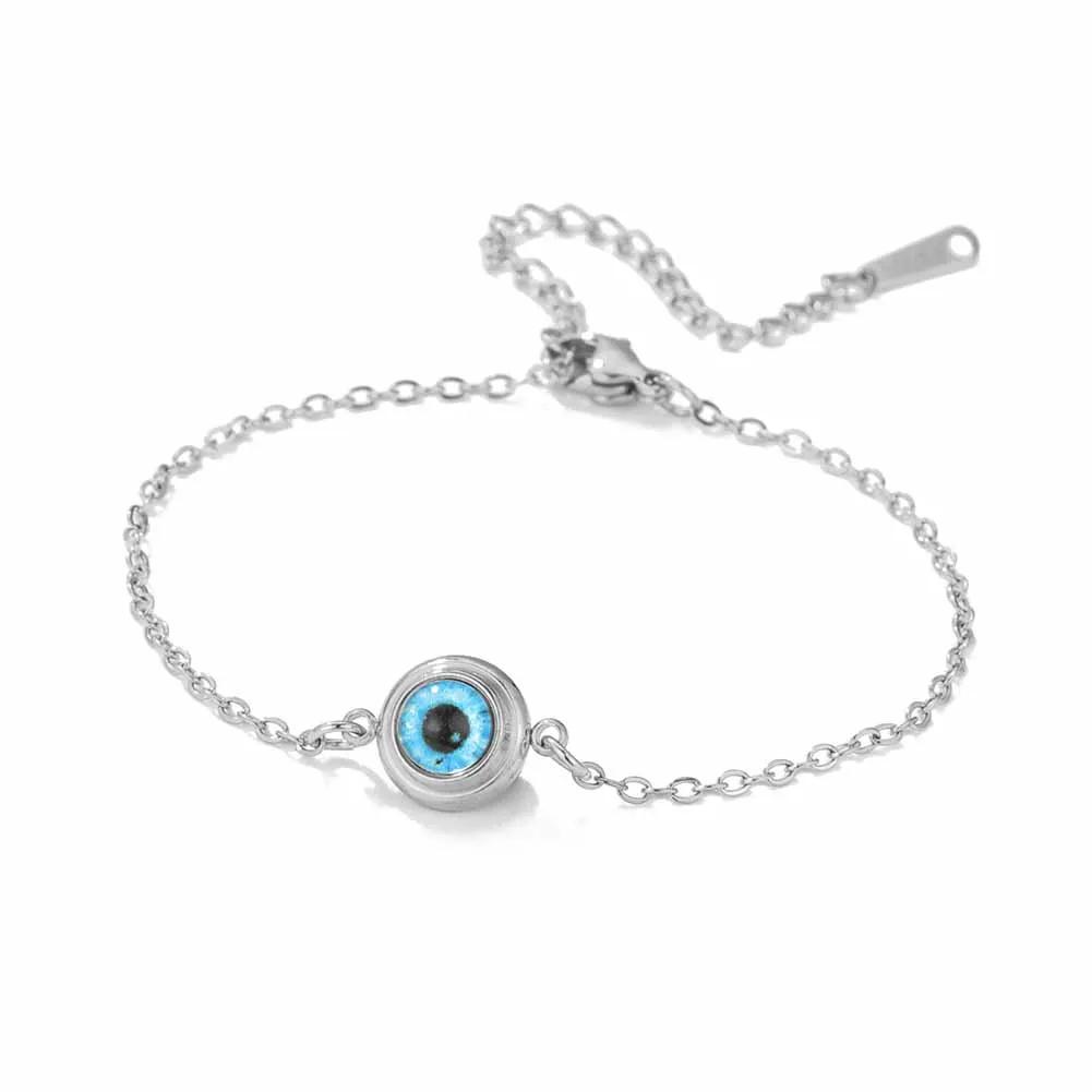 

LIKGREAT Stainless Steel Evil Eye Charm Bracelet Steel Gold Color Fashion Lucky Eye Bracelet for Women Men Chili Bracelet
