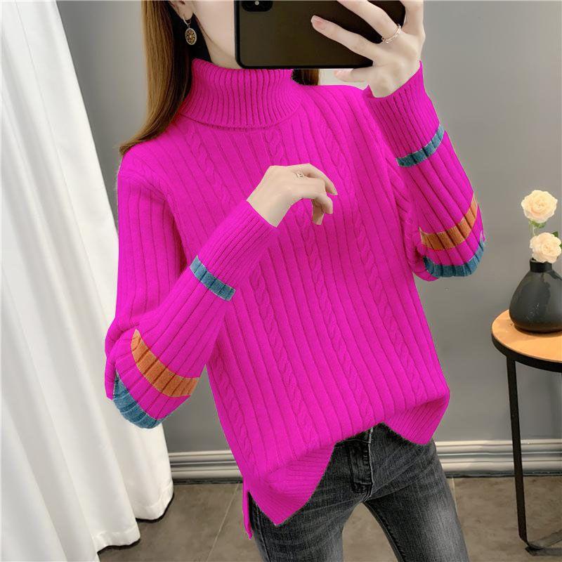 Autumn Winter Turtleneck Sweater Women's Pullover New High Stretch Long Sleeved Knitted Sweater Looser Female Jumper Tops