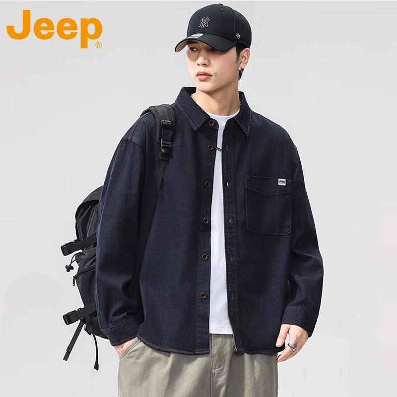 JEEP Men's Retro Loose-Fit Denim Shirt Jacket