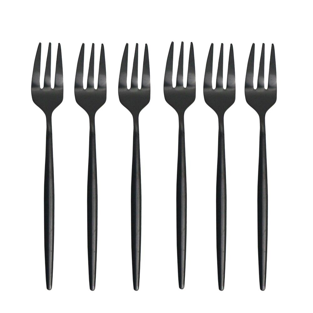 6Pcs Fruit Fork Stainless Steel Cake Forks White Gold Colourful Tea Fork Dinnerware Set Hotel Party Restaurant Supplies