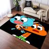 The Amazing World of Gumball Cartoon Print Area Rug Anti-slip Soft Floor Mat Kids Bedroom Living Room Black Background Decor Gift
