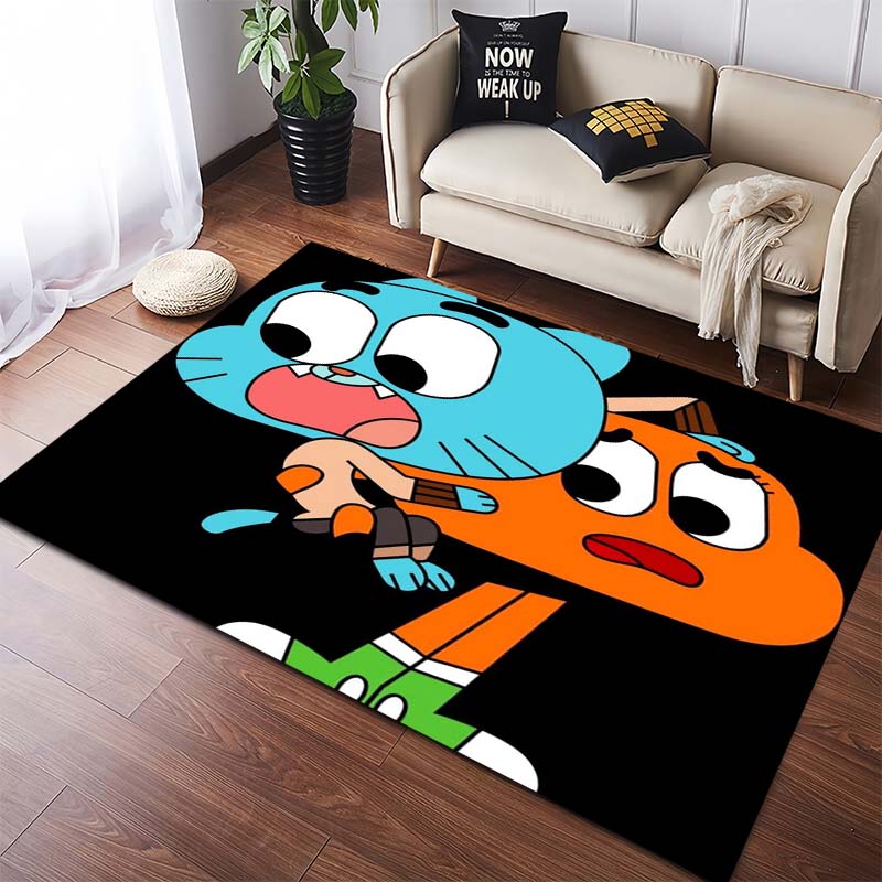 Die erstaunliche Welt von Gumball Zeichentrick Gumball & Darwin Druck Rutschfester Weicher Teppich Kinderzimmer Wohnzimmer Dekoration Bodentürvorleger
