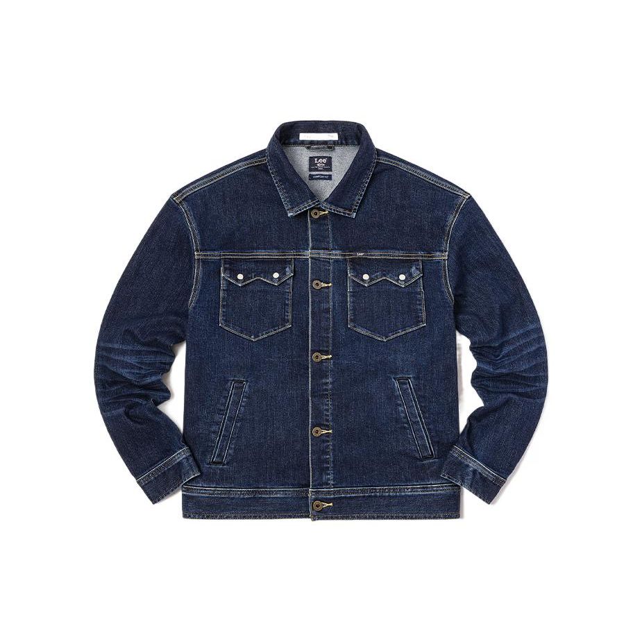 Lee Solid Color Logo Embroidered Single-Breasted Denim Jacket Men Jackets Dark-Blue LMT0036235FF00FA01773