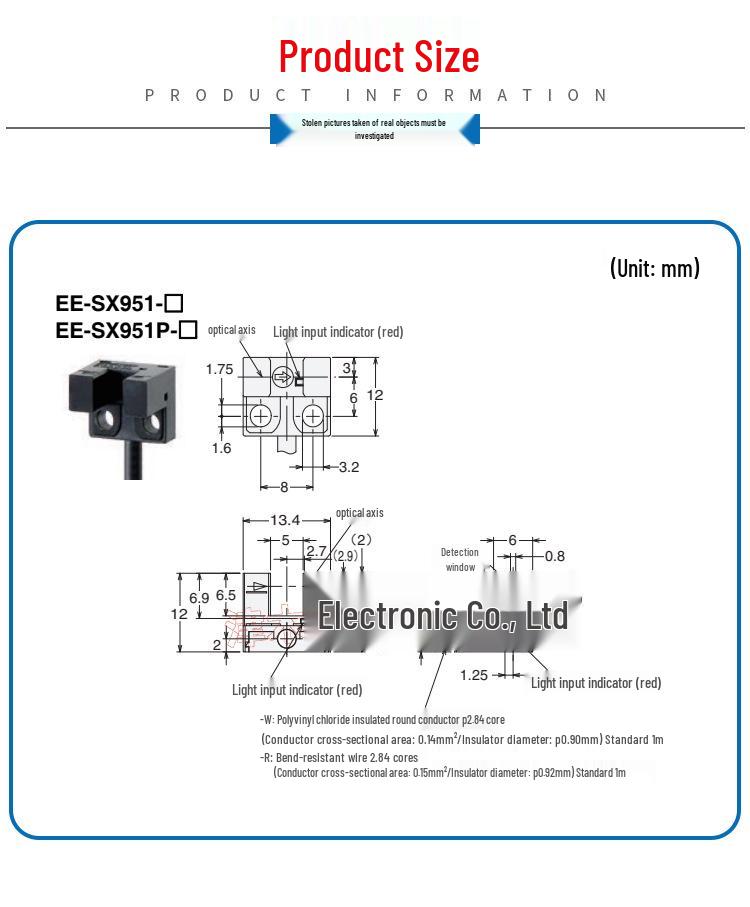 Genuine EE-SX951P-W/R Slot-Type PNP Photoelectric Sensor, 1M Wire Length