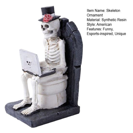 Creative Skeleton Ornament Funny Halloween Desktop Decoration Horror Theme Office Prank Props Gift for Programmers