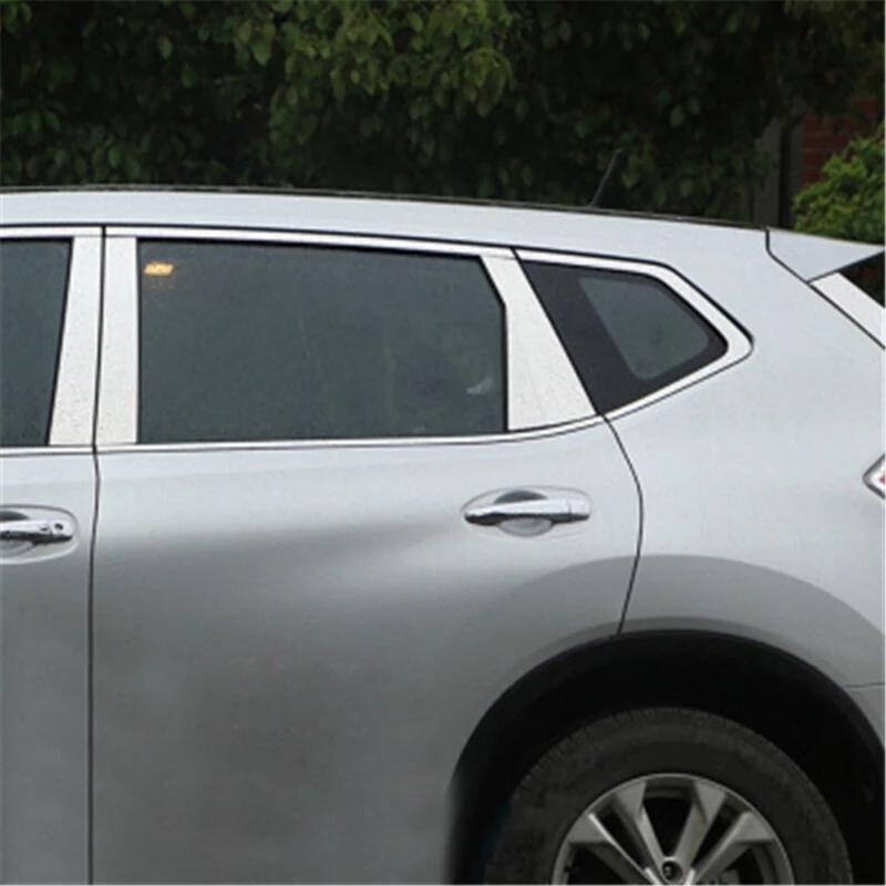 Stainless Steel Center Pillars B C Cover Window Column Post Trims Car Accessories For Nissan Rogue X-Trail Xtrail 2014-2017-