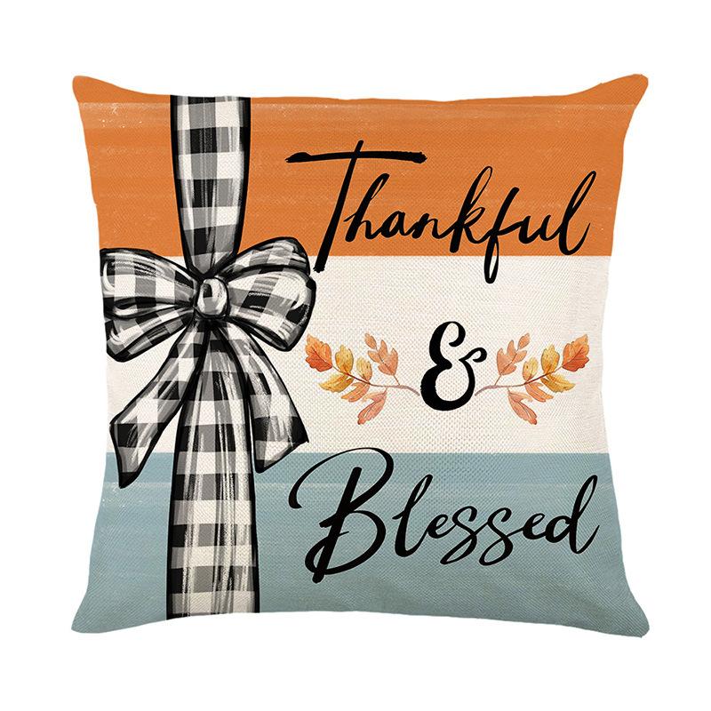 Thanksgiving Pumpkin Pillow Cover Autumn Plant Flower Print Pillow Cover Home Living Room Sofa Cushion Cover