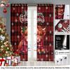 2 Christmas Checkered Highland Cattle Print Blackout Curtains Multiple Sizes Living Room Insulation Decoration Machine Washable