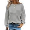2026 Waffle Knit Round Neck Pocket Casual Loose T-shirt - TikTok Trendy