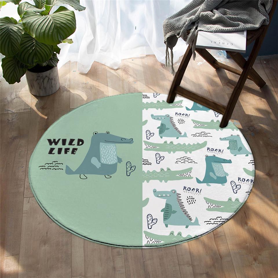 

Круглый ковер с рисунком динозавра Юрского периода, украшение для дома, гостиной, спальни, детской комнаты, нескользящий ковер