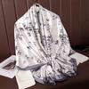 1 Pcs 90X180 Retro Chinese-style Green Animal, Crane and Flower Long Scarf, Paired with an Air-conditioned Shawl for Women