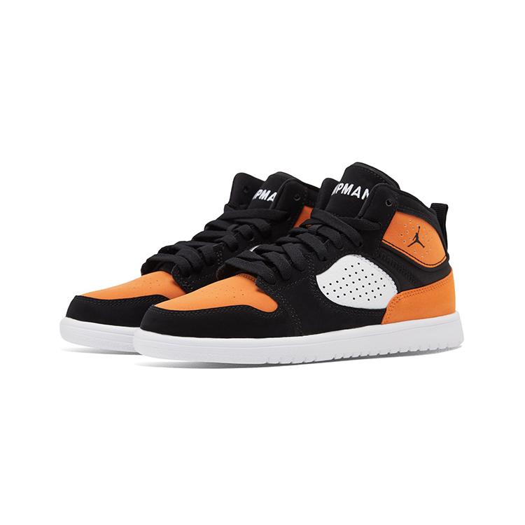 Jordan Access Mid top Vintage Basketball Shoes Black Orange Children Aged 3 7 Years Old (Unisex) Kids' Basketball Shoes AV7942 008