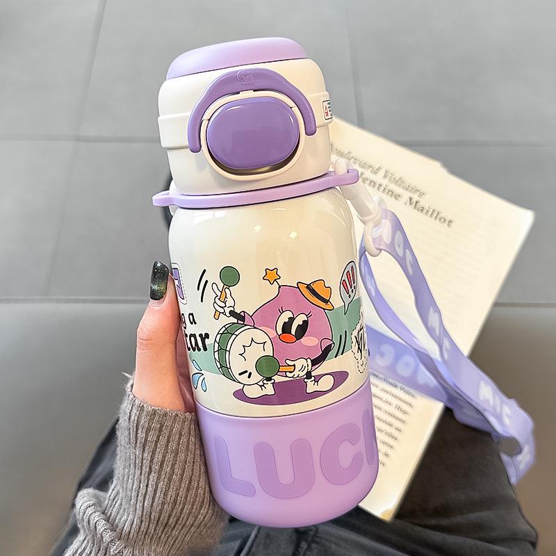 

2025 Новый мультфильм Термос из нержавеющей стали с трубочкой для девочек Temperature Display