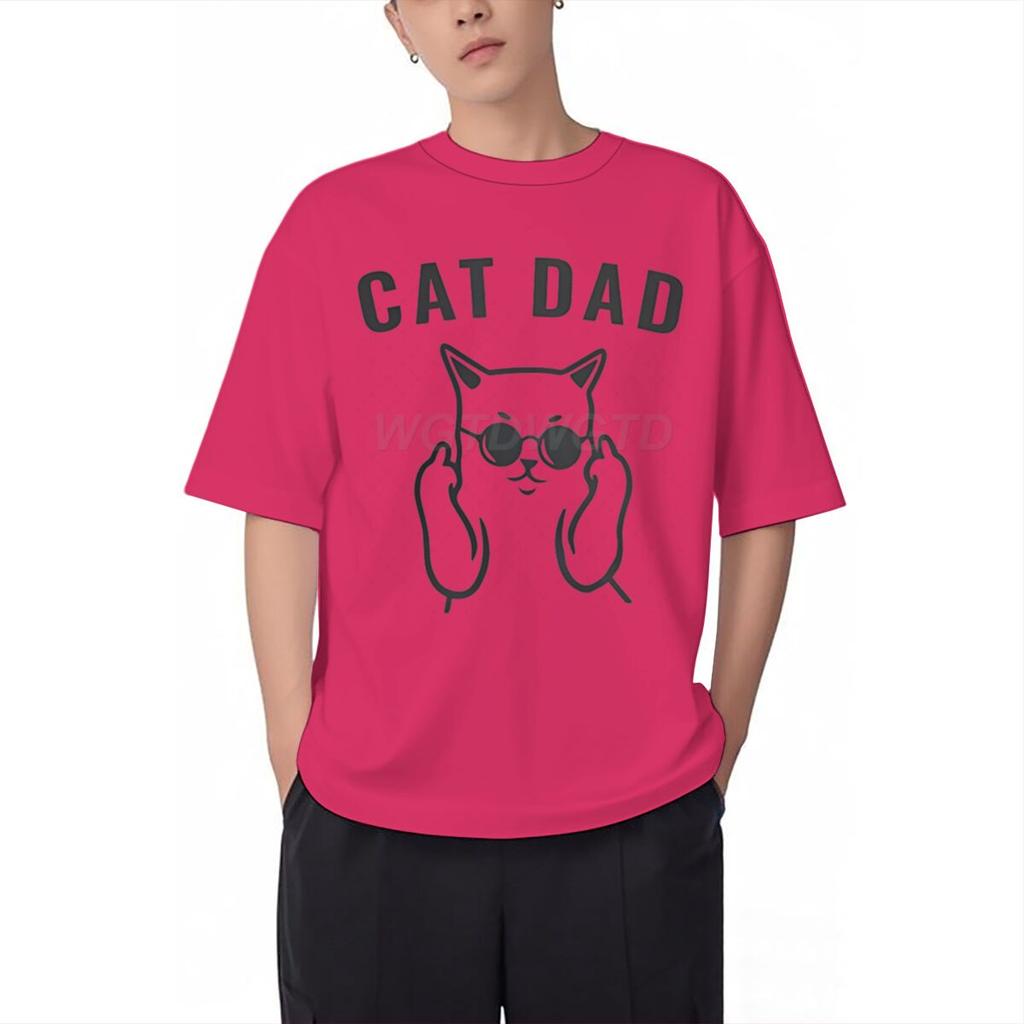Fun Cat Dad Print T Shirt Men 100 Cotton Short Sleeve Tshirts Humor Fashion Animal Kitten Streetwear Crewneck Ropa Hombre