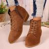 Flat low-heeled Martin boots women's autumn and winter new matte suede short thin boots lace-up side zipper women's boots