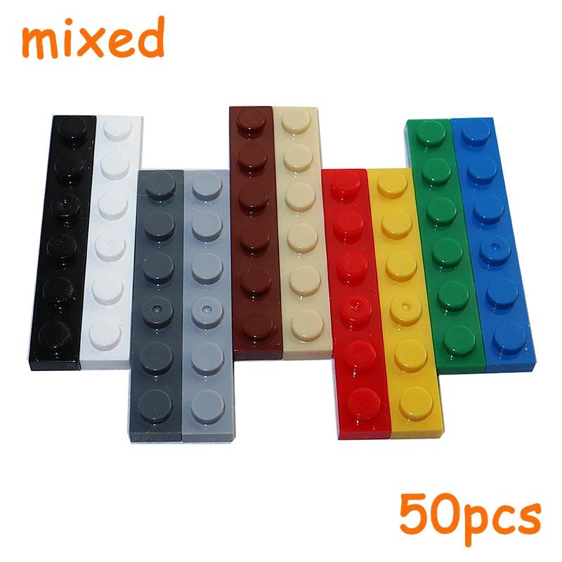Non-Toxic 50Pcs 3666 Size 1X6 Dot Plate Moc Assemble Particles Diy Building Blocks 1*6 Figures Bricks Educational Creative Toy For Kid