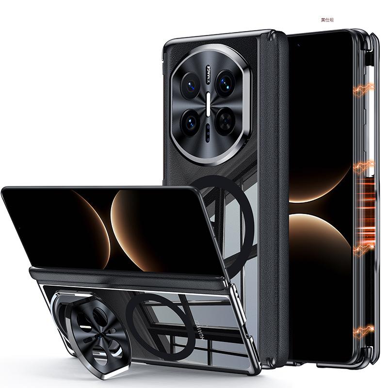 Applicable To Huawei Matex7 Mobile Phone Case, Lens Holder, Dual-axis Hinge X6 Collector's Edition, Magnetic Electroplating Transparent Case